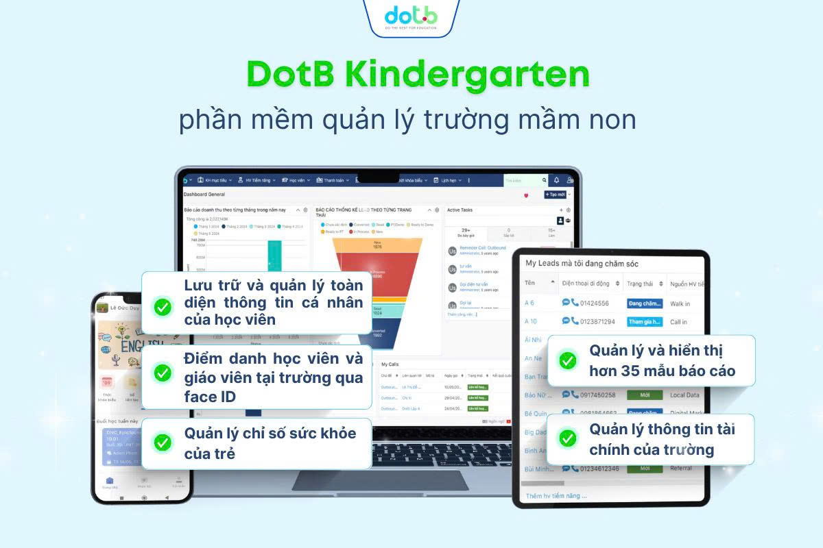 Top 11 phần mềm quản lý học sinh mầm non tốt nhất 2025! 14 Hệ thống phần mềm quản lý trường mầm non DotB Kindergarten