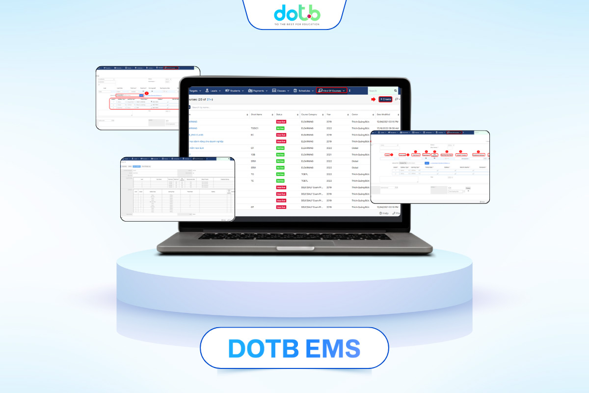 DOTB EMS cung cấp hệ thống quản lý học sinh và giáo án toàn diện, giúp trung tâm kiểm triển khai dạy học hiệu quả.