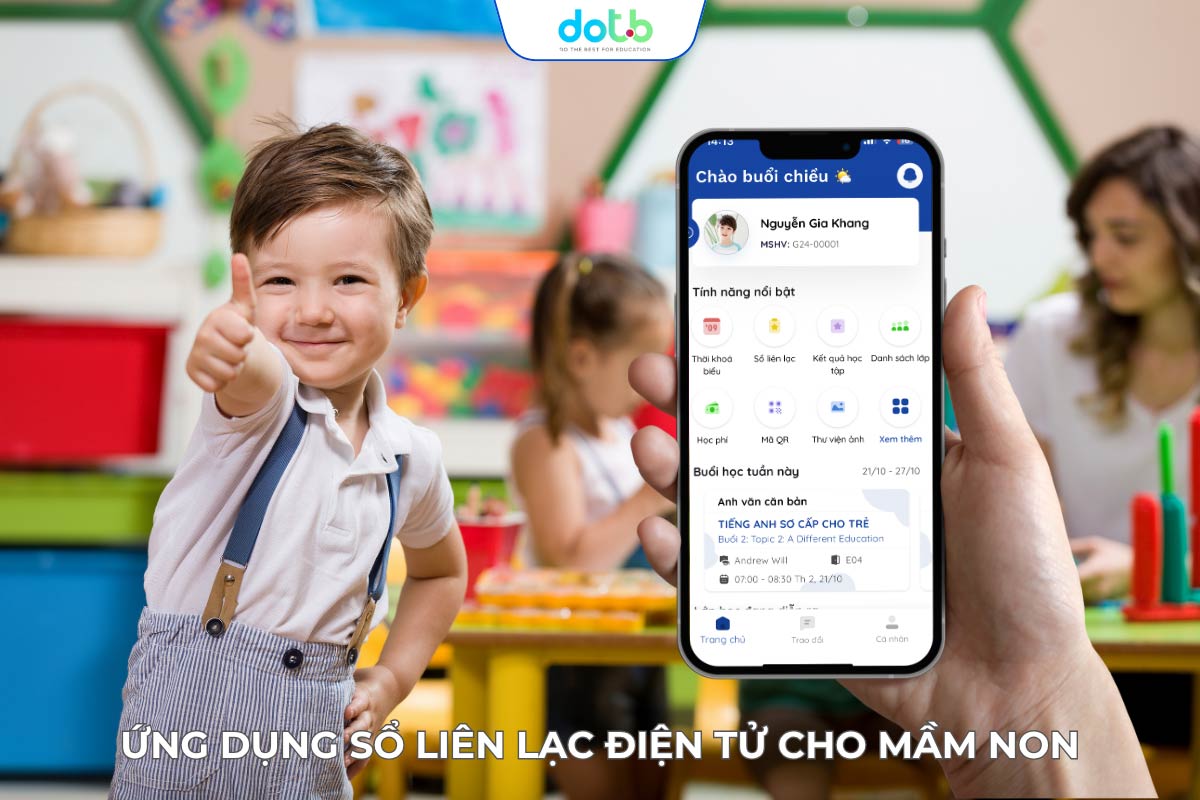 Ứng dụng sổ liên lạc điện tử học sinh mầm non giúp phụ huynh theo dõi hoạt động ăn, ngủ, học, chơi của trẻ mỗi ngày và tăng cường kết nối với giáo viên.